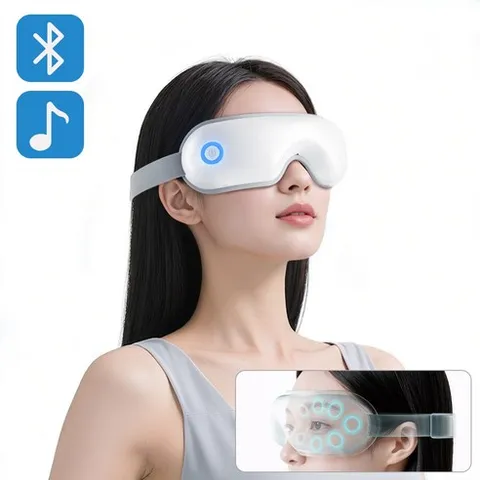 크린조 무선 온열 눈마사지기 눈 피로 완화 에어쿠션 3D 마사지기 블루투스 뮤직 지원 EM01, 하얀색