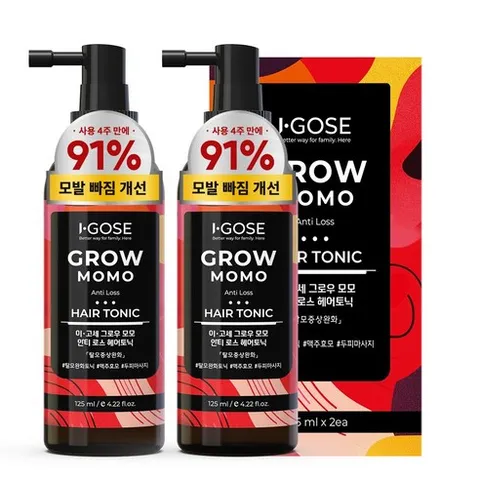 이고세 그로우 모모 탈모 완화 카페인 헤어토닉 (탈락 감소 91%), 2개, 125ml