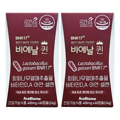 비에날퀸 비에날씬 갱년기 유산균 BNR17 체지방감소유산균 다이어트, 2개, 60정