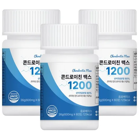 미국산 콘드로이친 1200 우슬 참당귀 보스웰리아 상어연골 연골콜라겐 식약처인증, 60정, 3개