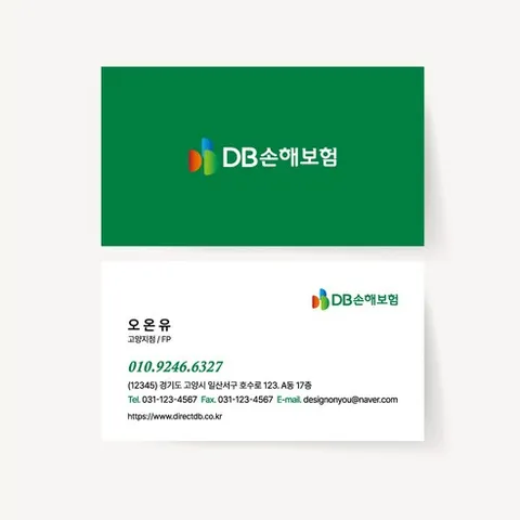 보험 설계사 화재 영업 명함 디자인 맞춤 제작 인쇄 로고 문구 변경 50x90mm, DB손해보험, [펄지] 시리어펄스노우 200매