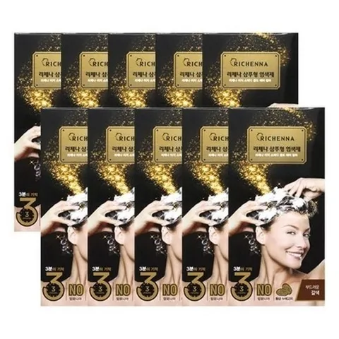 리체나 이지 스피디 골드 샴푸형 3분 염색약 튜브형 갈색X10박스