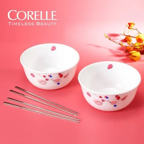 CORELLE 코렐 핑크브리즈 면기소 2인 4P 세트 수저 대접, 1개