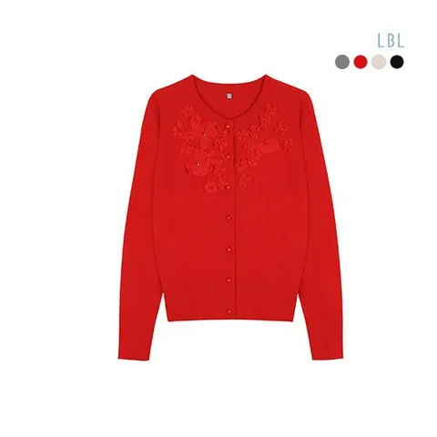 [LBL] (25SS) 실크블렌디드 플라워 아플리케 가디건+하프니트 앙상블