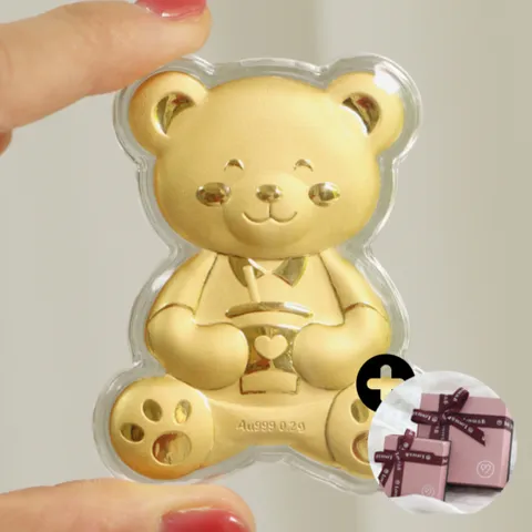 [러비앤비] 24K 황금 곰돌이 인형 순금 코인 0.2g + 프리미엄 선물세트 (당일배송) | 첫돌 백일 출산 감사선물 | 초등학생 중등 고등 아이 생일선물 |정품 금시세