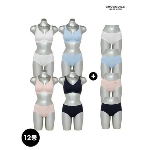 크로커다일 이너웨어 브라4+팬티8 인견 에어쿨 스트랩 브라+팬티 SET