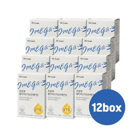 [정품] 닥터린 알티지 RTG 오메가3 저온초임계 추출방식 오메가스리 비타민D E 항산화 부모님 캡슐형, 12개, 30정
