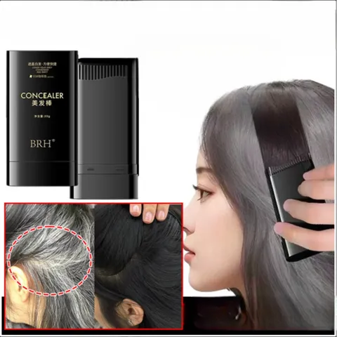[1빗=염색] 방수 땀방지 흰머리 새치 커버 스틱 염색 헤어스틱 지워지지않는 헤어 커버 쿠션 워터프루프 흑채 정수리 새치 머리 부분 커버 스틱 바르는 헤어틴트 20g, 1개, 블랙