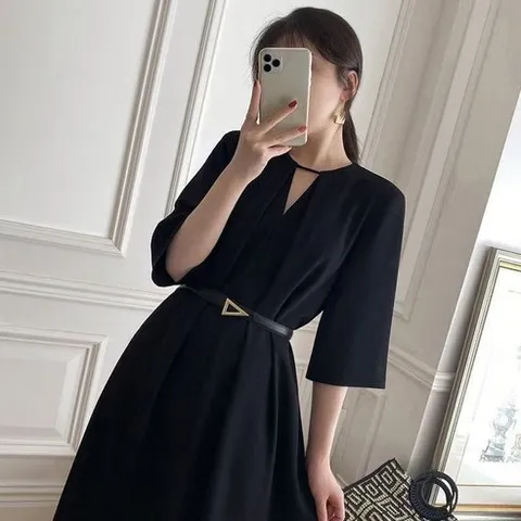 스타일닥터 여성 여름원피스 결혼식 하객룩 벨트 빅사이즈원피스 하객원피스 데일리룩