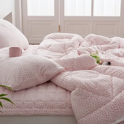 아림침장 도톰하고 따듯한 눈꽃 양면 극세사 겨울 차렵이불 SS