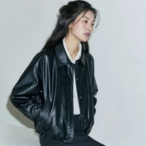 코어 어센틱 26SS FAUX 레더 블루종