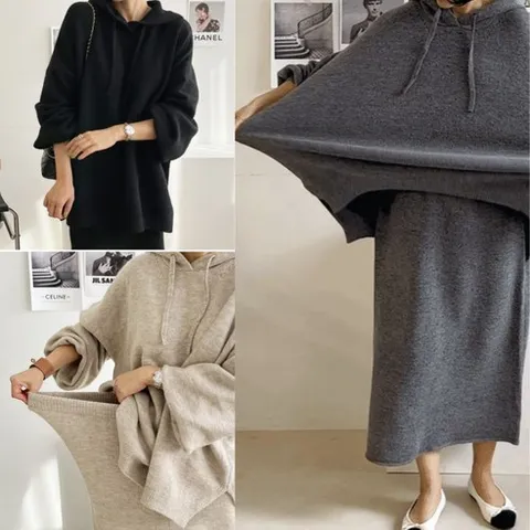 하루랩 니트세트 니트상하복 빅사이즈 투피스