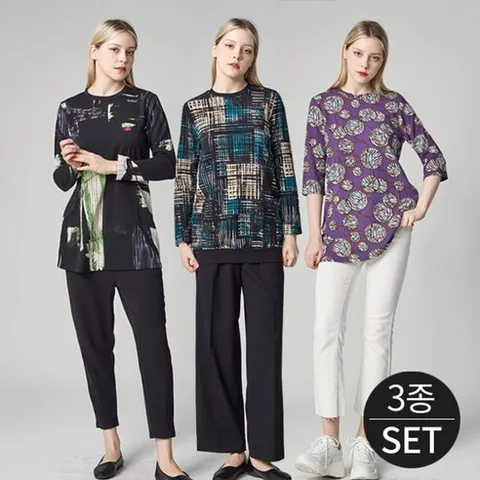 로코엘라 마르엘 프린팅 티블라우스 3종세트