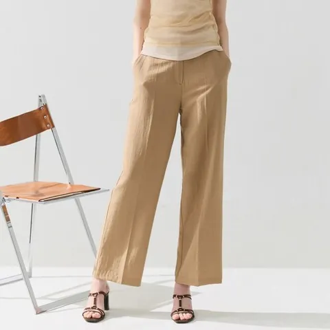 여성 린넨혼방 뒷밴딩 와이드팬츠