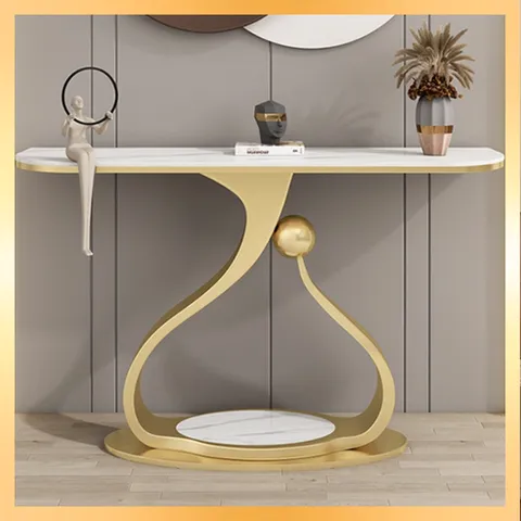 쥬코르 모던 콘솔 현관 복도 화장대 장식장 슬림 폭좁은 다용도 테이블, 샤인골드