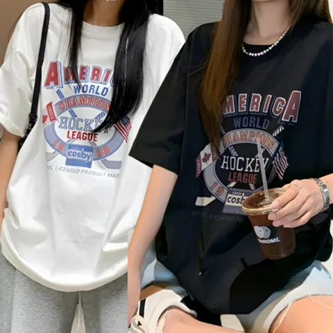 쁘띠엘라 레터링반팔티 루즈핏 신축성 1+1