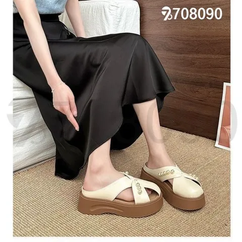 708090신상 여름 진주 패션 높은굽 디자인감 원터치 레이지 반슬립슈즈