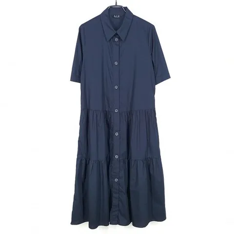 빈티지다온 지오송지오 여성 여름 반버튼 미디원피스 네이비55