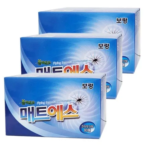 건강두배로 보령제약 홈라이프 모기 매트에스 전자모기향 60매, 3개