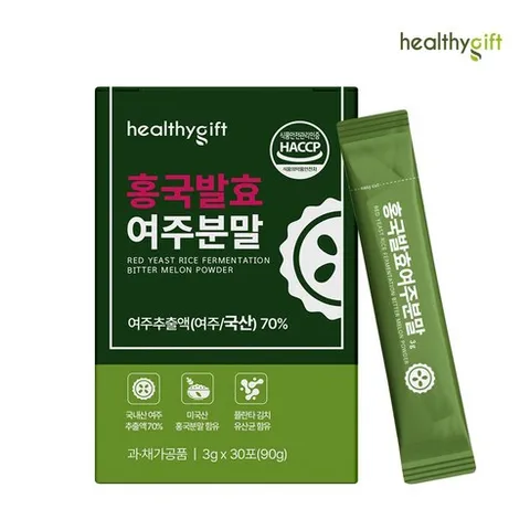 [런칭 특가] 홍국 발효 여주 분말 스틱 식약처 HACCP 인증, 1개, 90g