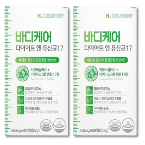 비에날씬 유산균 다이어트 bnr17 식약청인증 / 에이치딜리버리 다이어트 유산균 17 옵션선택, 2개, 60정