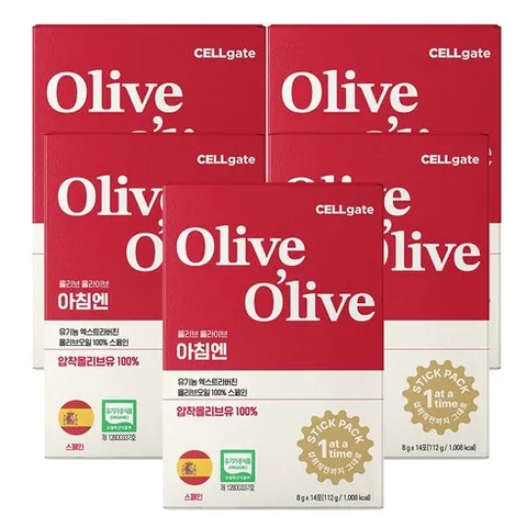셀게이트 올리브올라이브 아침엔 유기농 엑스트라버진 올리브오일 스페인 30p, 112g, 5개