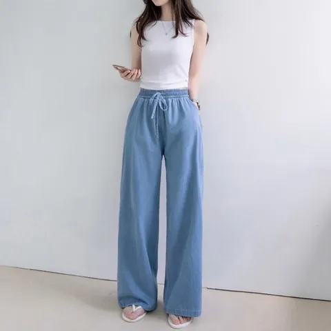 모던바이브 여성 와이드 청바지 데님 밴딩 팬츠 바지
