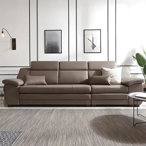 [삼익가구]코모도 천연소가죽 4인용 소파(스툴제외) 소가죽소파, 카푸치노