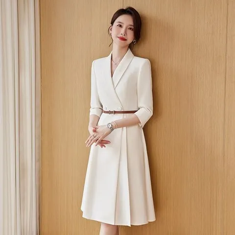 트렌도가 여성용 레드 정장 드레스 상견례옷차림 청담며느리룩 통통녀 아나운서원피스 2월 결혼식 하객원피스 빅사이즈