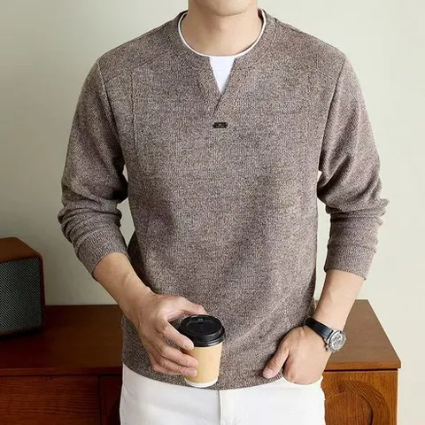 J nd O남성 간절기 소프트 디자인넥 긴팔 티셔츠