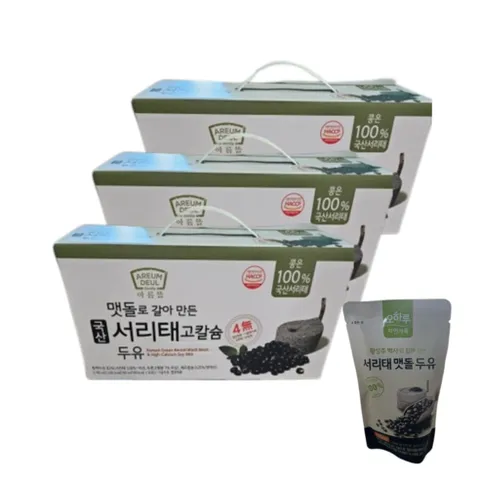 아름뜰 맷돌로 갈아만든 국산 서리태 고칼슘 두유 180ml x 45팩, 45개