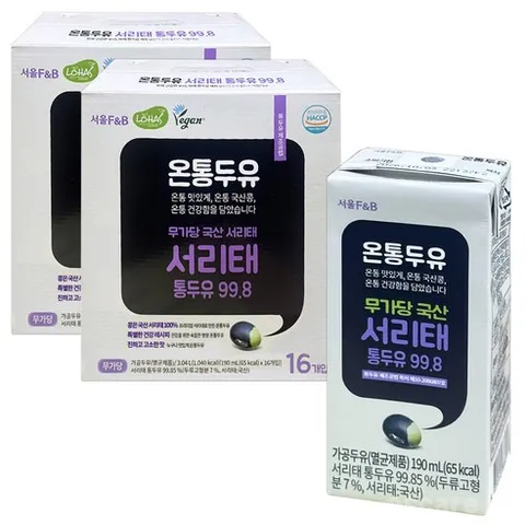 온통두유 서리태 통두유, 190ml, 32개