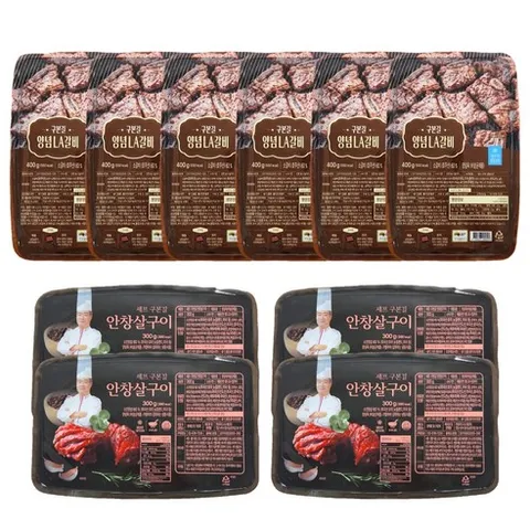 [TV] 구본길 양념 LA갈비 400gx여섯팩+안창살300gx네팩 (총 열팩/3.6kg) (1)세트 3.6kg, 1개, 3.6kg