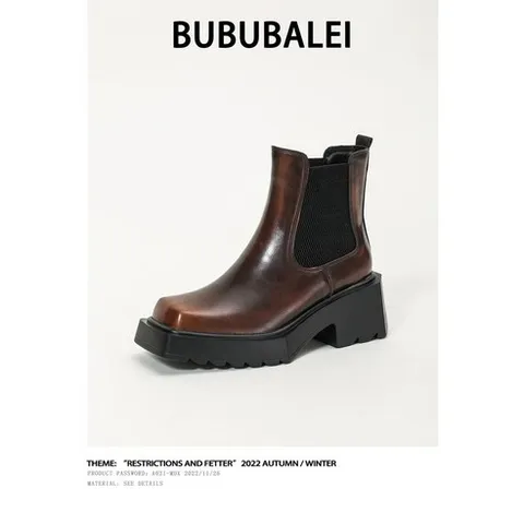 E모르간 여성 겨울 부츠 안감 털 기모 미끄럼방지 앵클 숏 부츠 통굽 따뜻한 논슬립 키높이, 39, 갈색