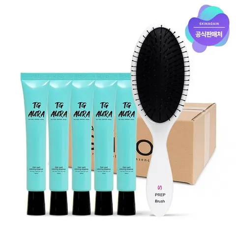 [공식판매처] 스킨어게인 타투그리모+아우라 헤어빗 패키지 (전용구성) 두피 정수리 가르마커버 염색효과 물들임 SA-TA02GH01, 5개, 흑갈색+헤어빗 패키지