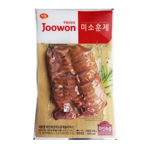 하림 주원산 오리훈제슬라이스(냉장) 400g 와인숙성 미소 훈제 슬라이스 /, 3개
