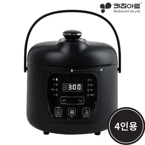 키친아트 3-4인용 스마트 미니 전기압력밥솥 KRC-DB342, Black