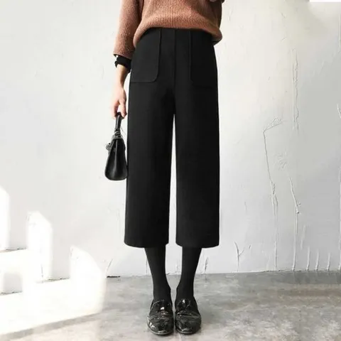 바이스타 모직 바지 7부 팬츠 캐주얼 통바지