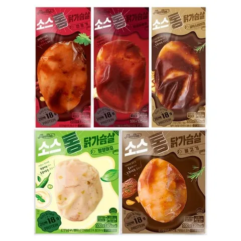 [랭킹닭컴] 맛있닭 소스 통살 닭가슴살 5종 혼합, 100g, 30개