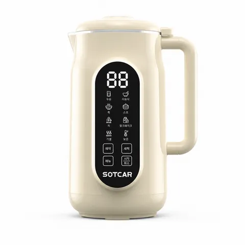 SOTCAR 두유제조기 1700ml 8in1 스마트 고온 자동세척 죽 스프 밀크셰이크 이유식 죽제조기 가열 분쇄 믹서기 12시간 예약 자동 두유제조기, 836k