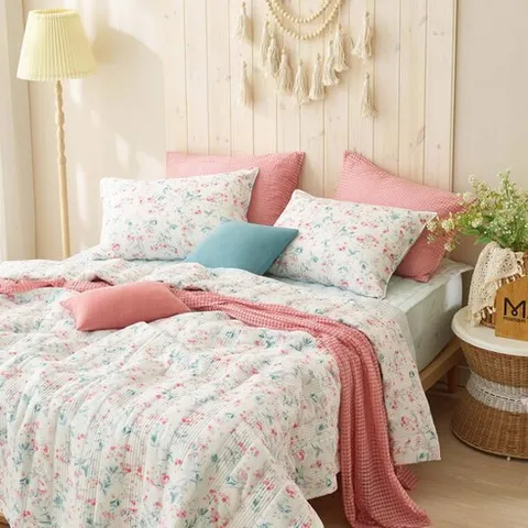 [박홍근홈패션] 별꽃 여름 순면 100 줄누비 이불 Q