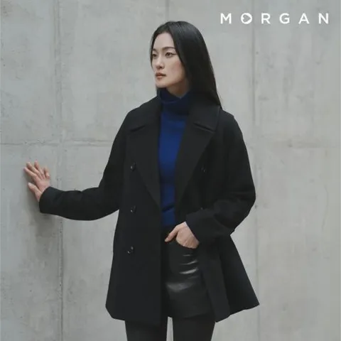 모르간 26FW 스탠딩 울 하프코트