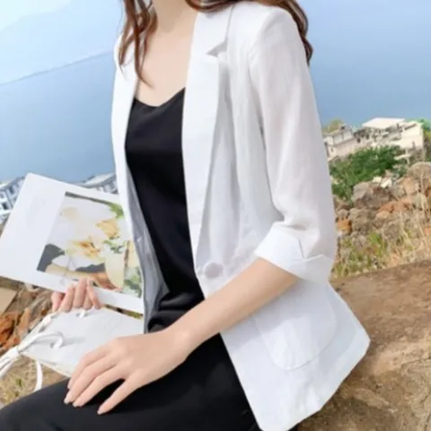레이디매직 여성 캐주얼 7부소매 린넨 자켓