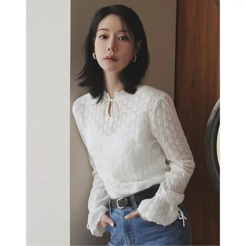 더엣지 THEATG 25FW 울혼방 보헤미안 니트 블라우스