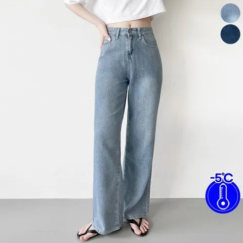 여리진 여성용 여름 시원 후들 워싱 데님 일자 청바지 데님팬츠 여름청바지 바지