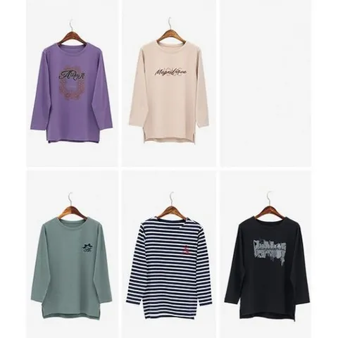 [엘렌느] 25FW 오가닉 코튼 블렌디드 아트웍 티셔츠 5종