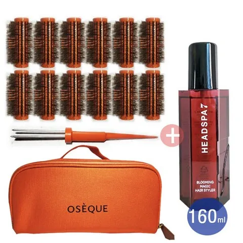 오제끄 구르뽕 천연돈모 _헤어롤 12p 심플세트+ 헤드스파7 블루밍매직 헤어스타일러 160ML, 1개, 단일