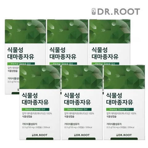 닥터루트 냉압착 대마종자유 햄프씨드 오일 식물성캡슐 오메가3 대마씨유, 30정, 6박스