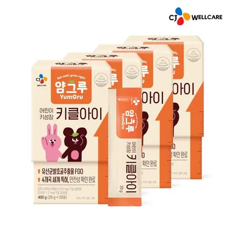 CJ 얌그루 키클아이 FGO 유산균발효굴추출물 어린이 키성장 성장기 키크는 젤리, 4박스, 400g