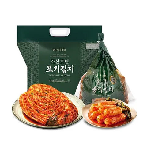 [피코크] 조선호텔 포기김치 4kg + 총각김치 1.5kg (100년의 역사 조선호텔에서 만든 프리미엄 김치!), 매장정품 [피코크] 조선호텔 포기김치 4kg 총각김치, 1개